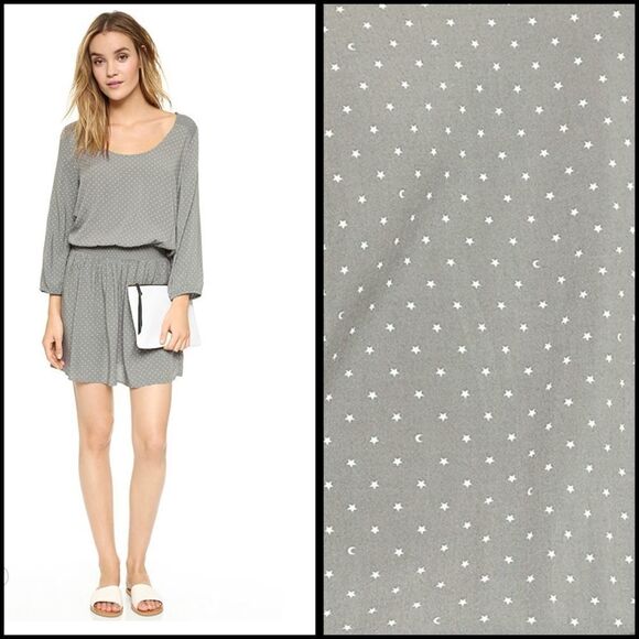 SOFT JOIE dress Zandi gray star moon print drop waist rayon M - Picture 3 of 8